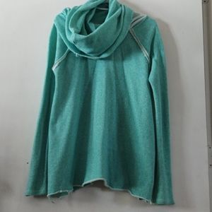 Women's turquoise long sleeve cowl neck top